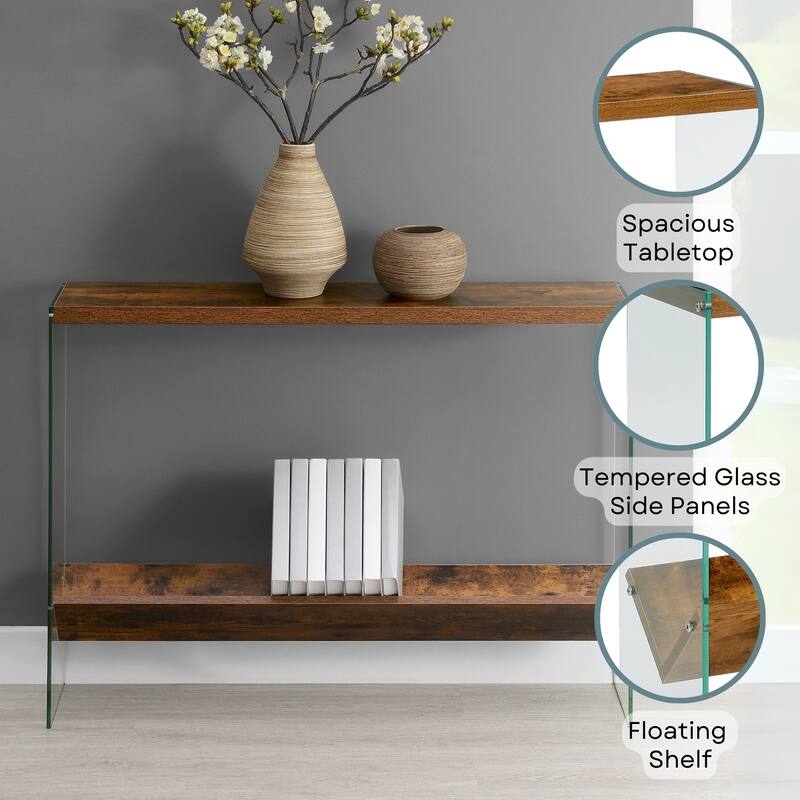 Convenience Concepts SoHo Glass V Console Table with Shelf