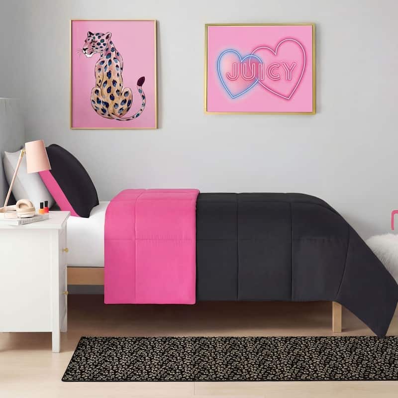 Juicy Couture Metallic Leopard Plush Rugs - 2' x 6' - Black