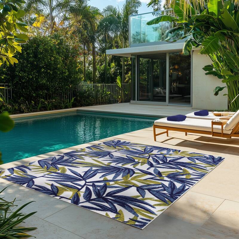 Gertmenian Kalari Modern Bold Multicolored High-Low UV Protected Polypropylene Woven Indoor/ Outdoor Area Rug Collection