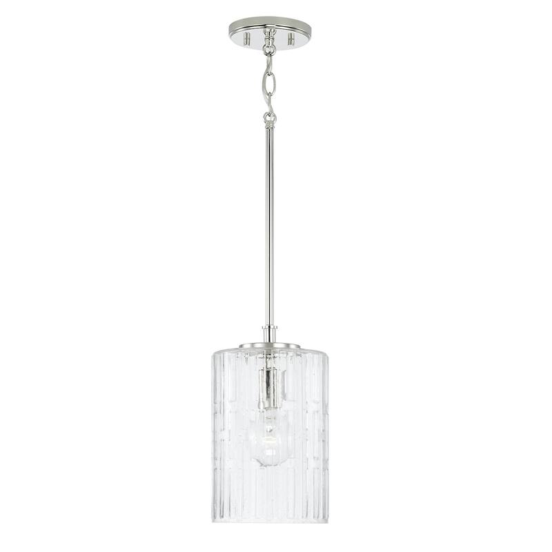 Emerson 7" 1-light Pendant w/ Embossed Seeded Glass - Polished Nickel