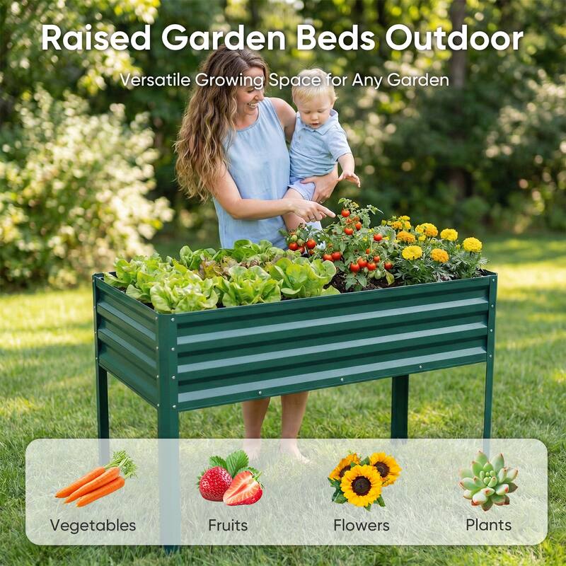 Pocassy Raised Garden Bed Outdoor Planter Box Metal Garden Bed Kit.