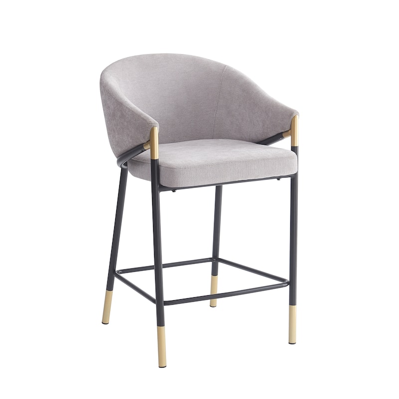 Christopher Knight Home - Soleil Modern 26" Seat Height Bar Stool with Curved Armrests & Gold Accents