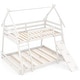 preview thumbnail 2 of 28, Costway Twin Over Queen Bunk Bed House Shaped Bed Frame with Climbing - See Details White