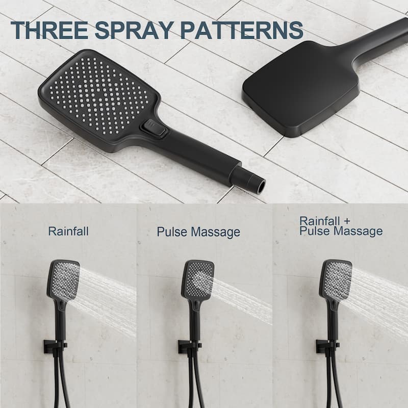 GRANDJOY 12'' Shower Head Rainfall Shower System with 3-Function Handheld Shower