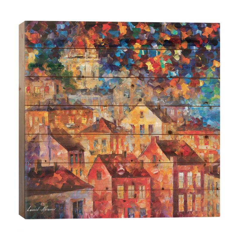 The Hills From My Dreams Print On Wood by Leonid Afremov - Multi-Color - 26x26x1.5