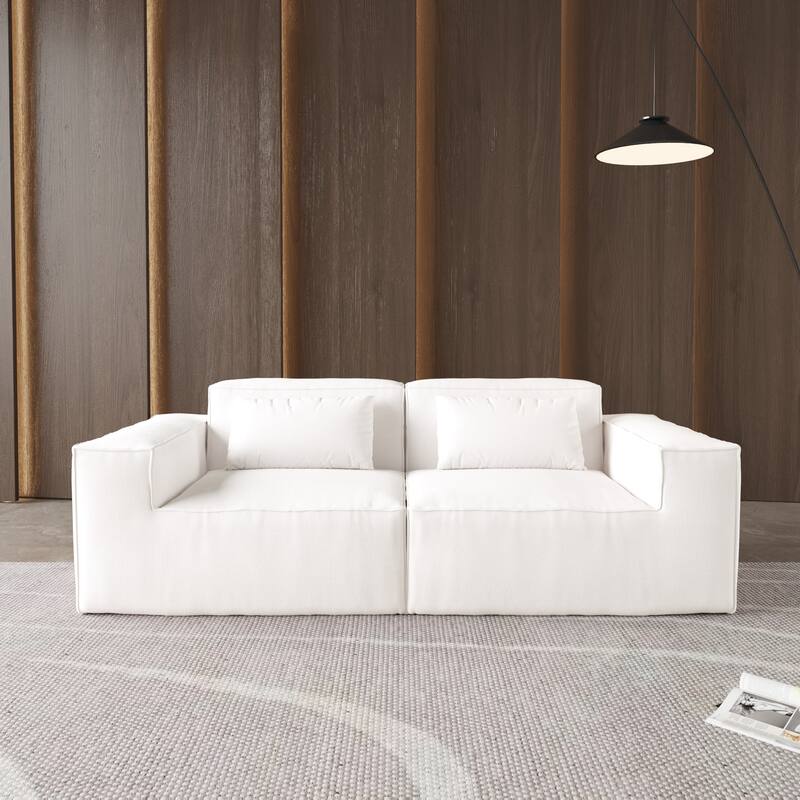 86.62" Modular Sectional Couch, Huge Plus Love Seat Sofa, Modern Comfy Corduroy Couches - Beige