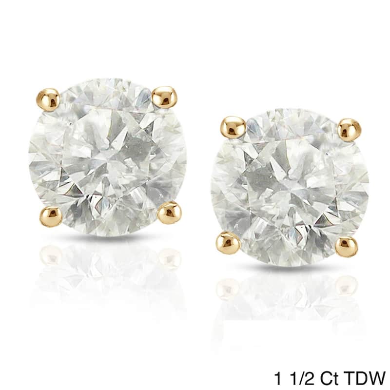 Auriya 18k Yellow Gold Diamond Stud Earrings (H-I, I2-I3)