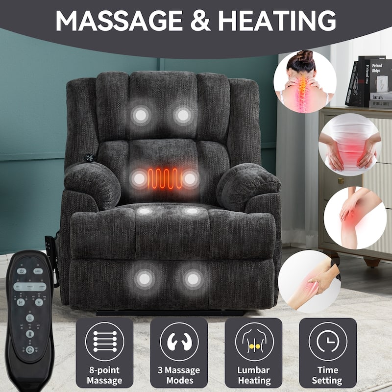 Dual Motor Heat Massage Power Lift Recliner Chair, Infinite Position