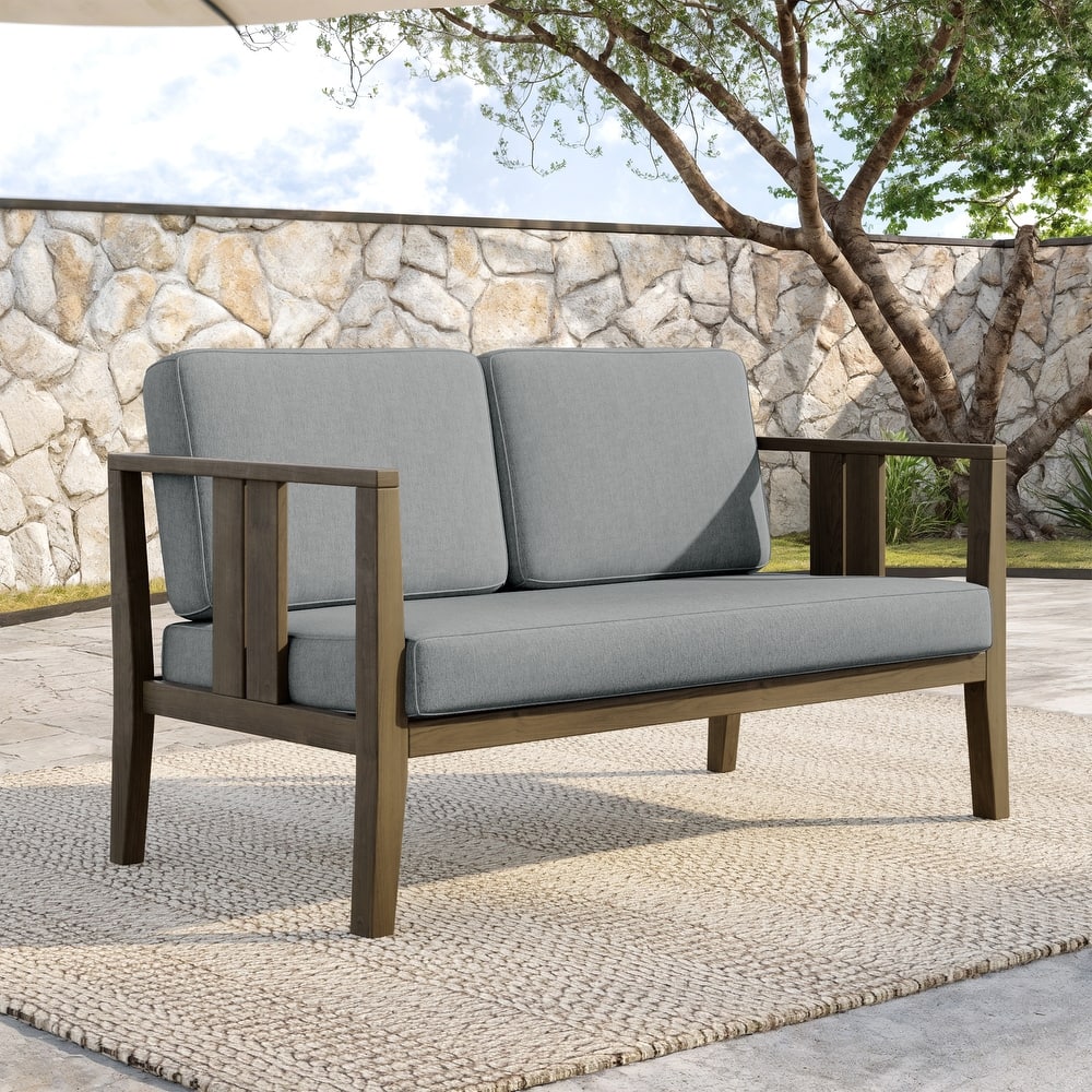 Teak Wood Weatherproof Outdoor Loveseat