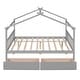 preview thumbnail 12 of 19, Full Size Wooden House Bed with Drawers Storage Bed for Kids, Teens, Girls, Boys Upholstered Platform Bed Easy Assembly
