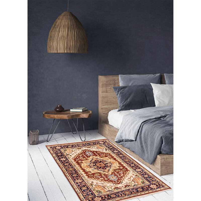 ECARPETGALLERY Hand-knotted Serapi Heritage Dark Red Wool Rug - 4'0 x 5'9