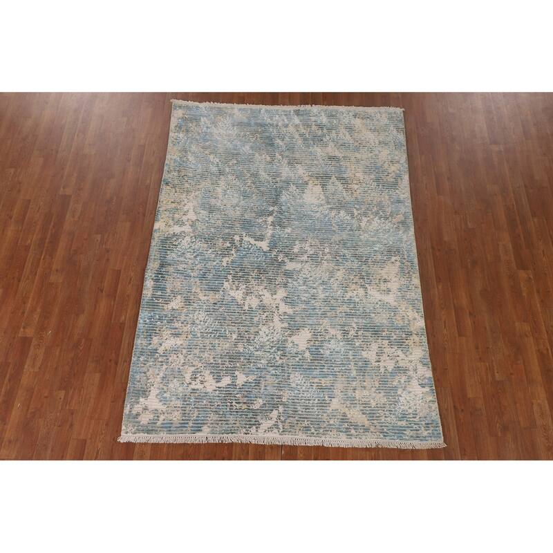 Striped / Abstract Area Rug Hand-Knotted Wool Carpet - 5'6"x 7'8"
