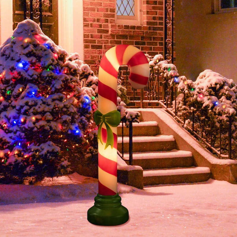 42" Lighted Blow Mold Candy Cane Outdoor Christmas Decoration - Red