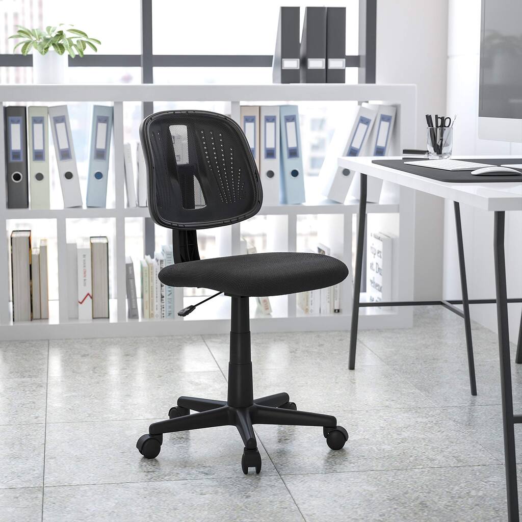 Mid-Back Black Mesh Swivel Task Office Chair with Pivot Back