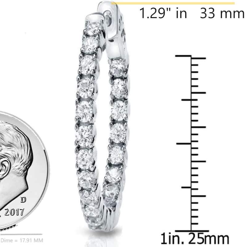 Auriya 14k Gold 5 1/4ctw Medium Diamond Hoop Earrings - 1.29-inch (J-K, I1-I2)