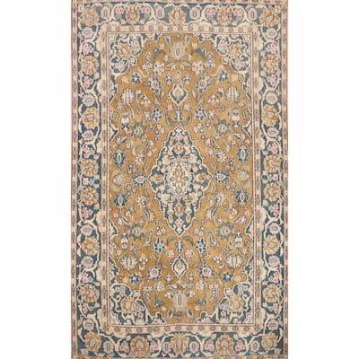 Hand Knotted Oriental 100% Wool Carpet Traditional Floral Brown Kashan Area Rug - 6' 3'' X 4' 2''