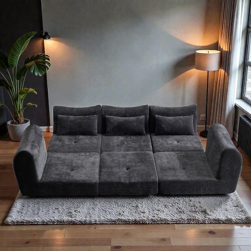 Modular Cloud Sofa, Convertible Folding Sofa Bed, 3-Seat Cushioned Sectional Couch for Living Room Bedroom
