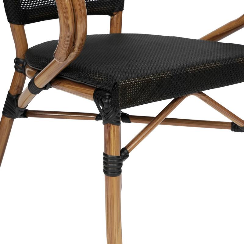 All-Weather Commercial Paris Chair with Arms and Metal Frame