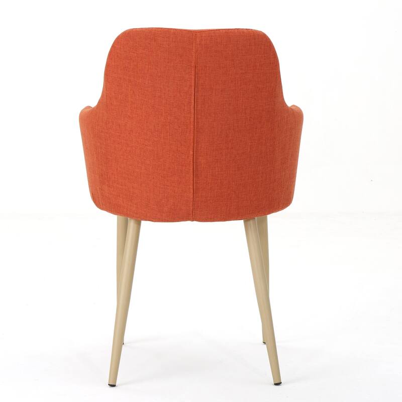 Mid Century Modern Fabric Upholstered Dining Chairs Armchairs Set of 2 - Light Grey