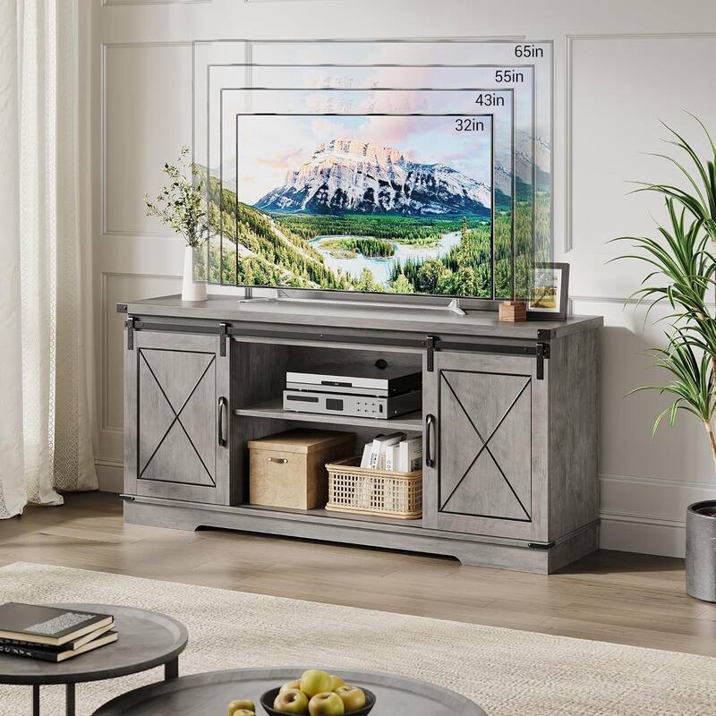 TV Stand, with Sliding Barn Doors, up to 65"