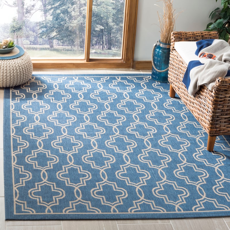 Martha Stewart by SAFAVIEH Marjanca Indoor/ Outdoor Waterproof Rug - 8' x 11'2" - Blue/Beige