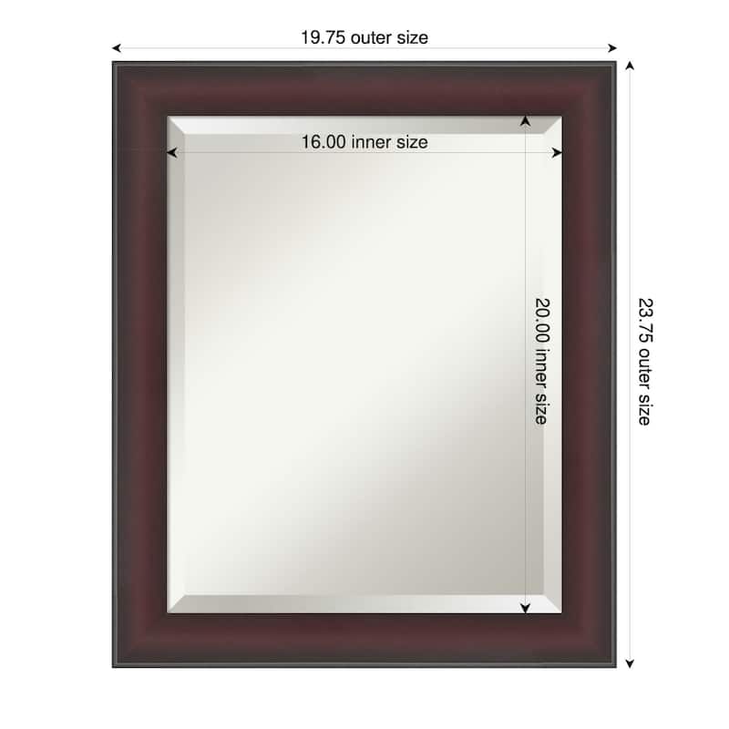 Grand Narrow Beveled Framed Wall Mirror - 20 x 24 in - Grand Cherry Narrow