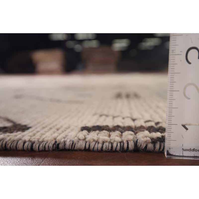 Ivory Moroccan Area Rug Handmade Abstract Wool Carpet - 6'11"x 10'4"