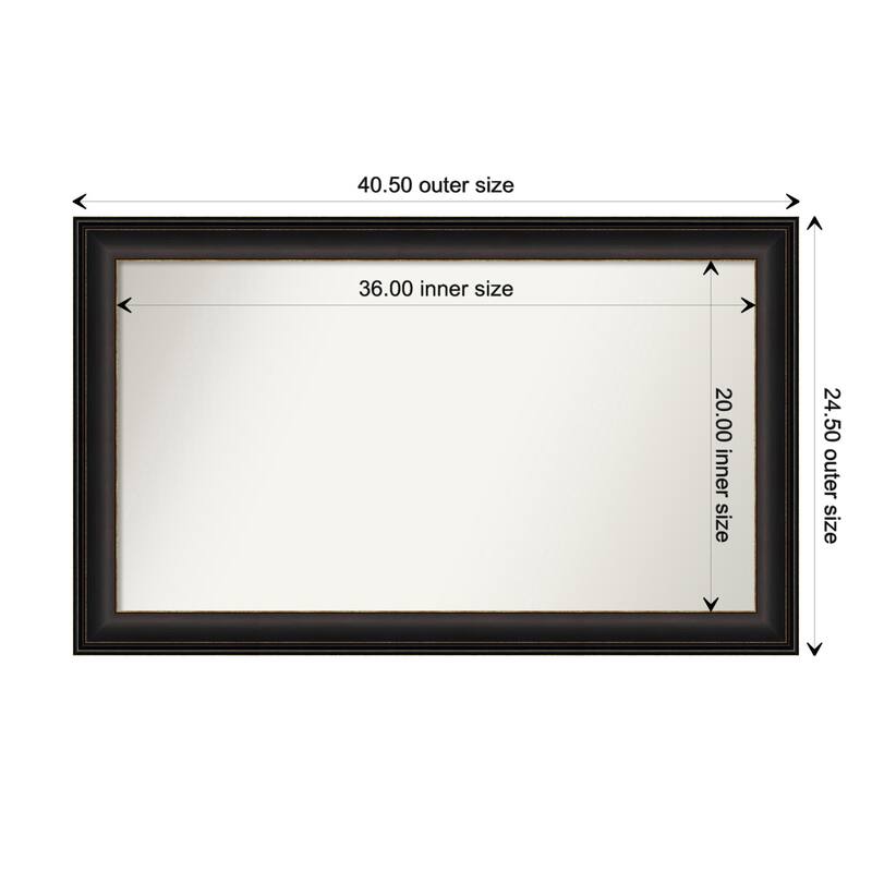 Trio Oil Rubbed Bronze Framed Non-Beveled Custom Wall Mirror, Bathroom Vanity Mirror - Outer Size: 40.5 x 24.5