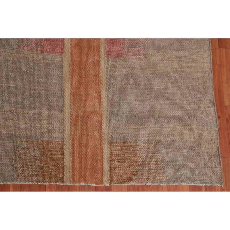 Hand Woven Oriental 100% Jute Carpet Southwestern Modern Brown Kilim Area Rug - 13' 8'' X 10' 3''