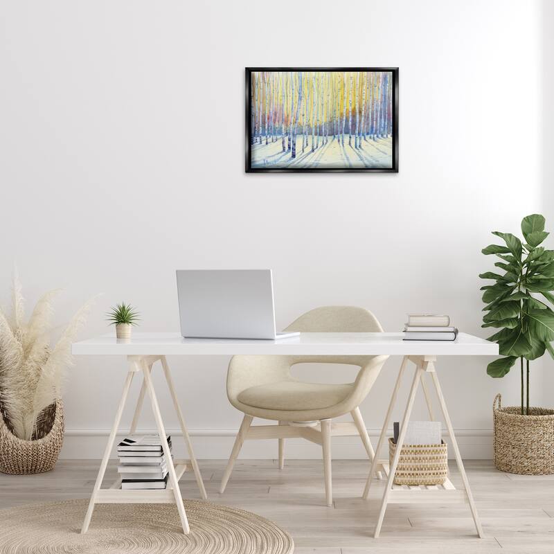 Stupell Sunlit Winter Birch Trees Framed Floater Canvas Wall Art Design By Paul Brent