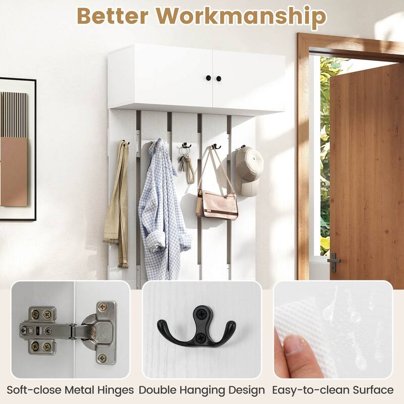 Costway Wall Mounted Entryway Wall Coat Rack with 5 Double Hooks & - See Details
