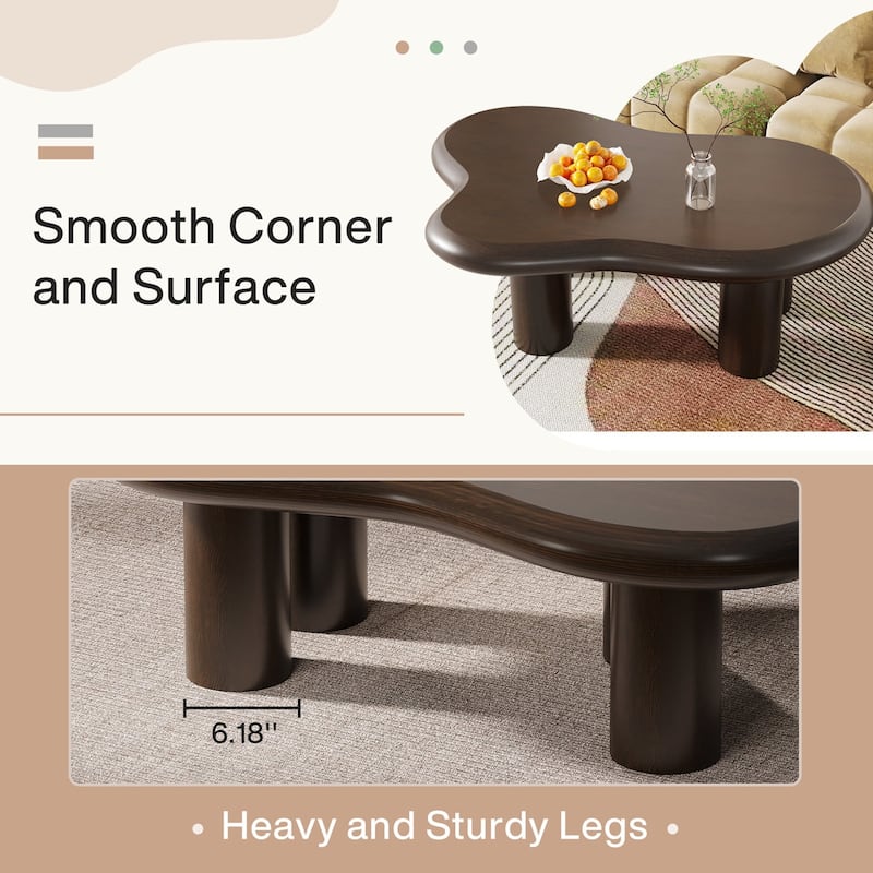 Cloud-Shaped Coffee Table, Cute Center Table with 4 Legs for Living Room