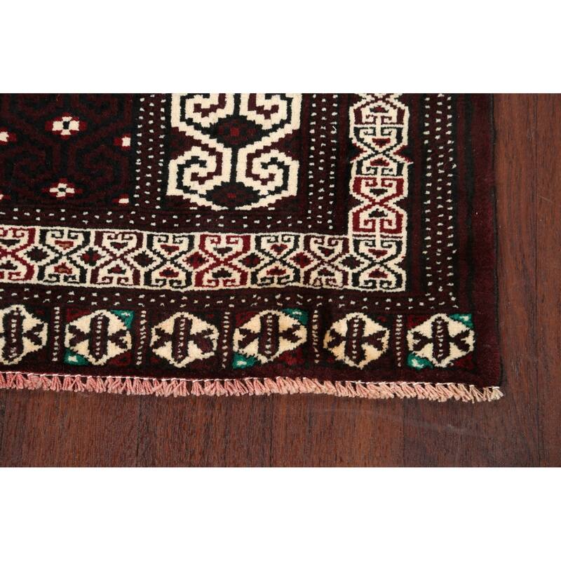 Geometric Persian Balouch Area Rug Handmade Traditional Wool Carpet - 2'9" x 3'9"