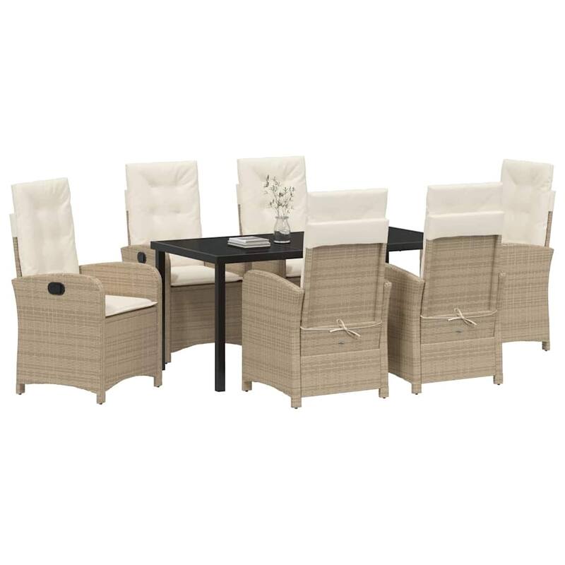 vidaXL Garden Dining Set with Cushion Poly Rattan