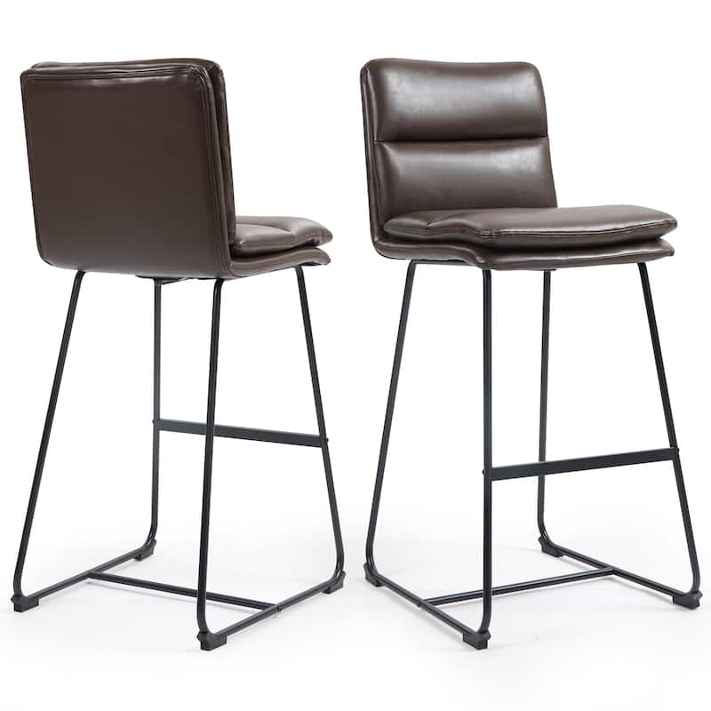 Set of 2 Aulani Upholstered Metal Frame Bar Stool - Brown