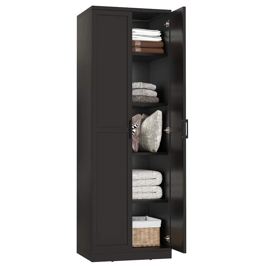 Gymax 70'' Storage Cabinet Freestanding Pantry Cabinet w/2 Doors & 5