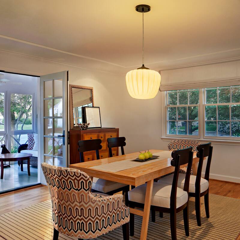 Modern 1-Light Green Lantern Glass Pendant Light for Kitchen Island, Dining Room