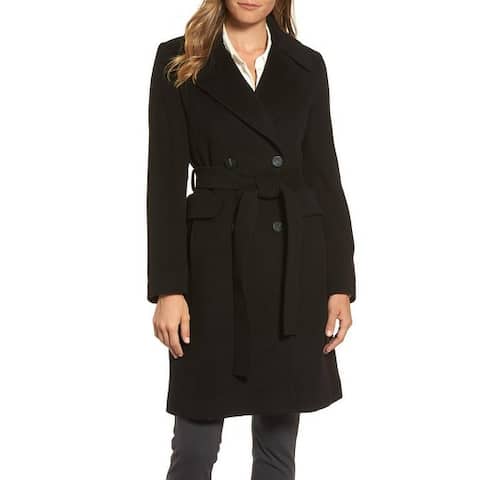 Diane von Furstenberg Black Wool Wrap Coat