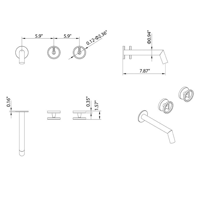 Solid Brass Single Handle Or Double Handle Wall Mounted Bathroom Faucet