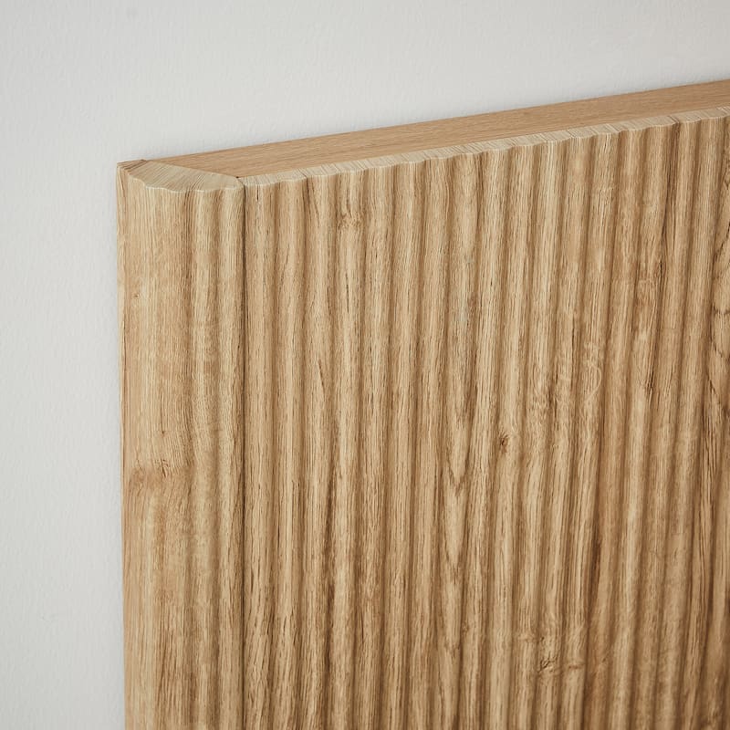 Lift Up Storage Platform Bed with Hydraulic Mechanism, Curved Corrugated Wooden Panels, No Box Spring Required