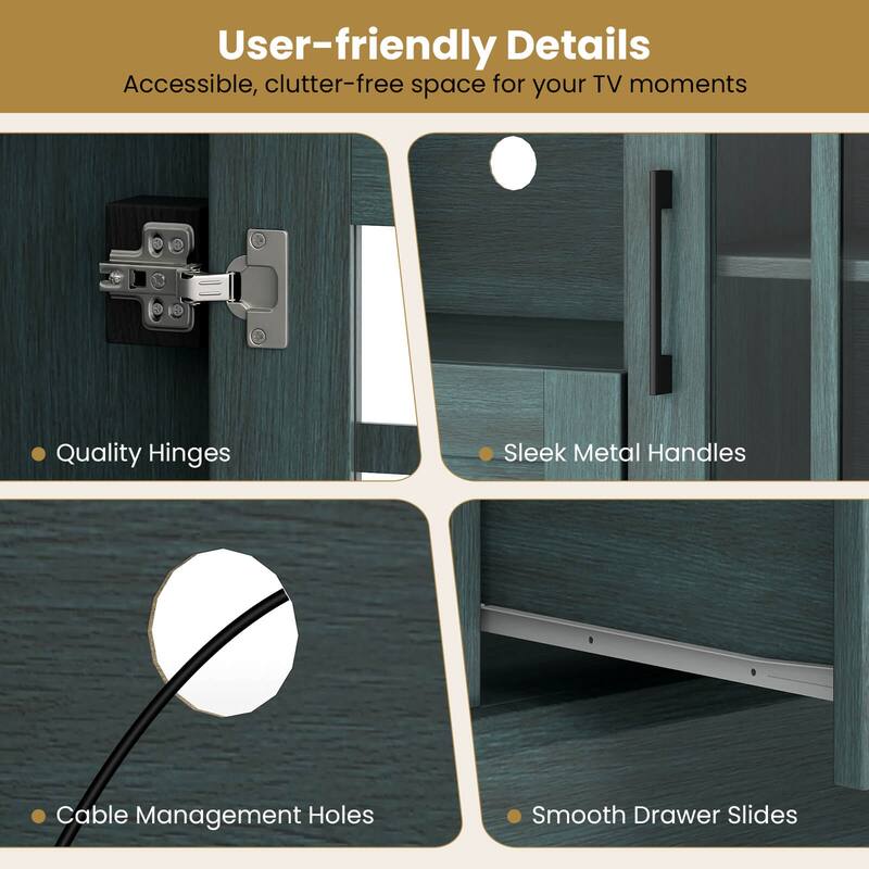 Costway Farmhouse TV Stand for TVs up to 70" Media Center with Glass - See Details