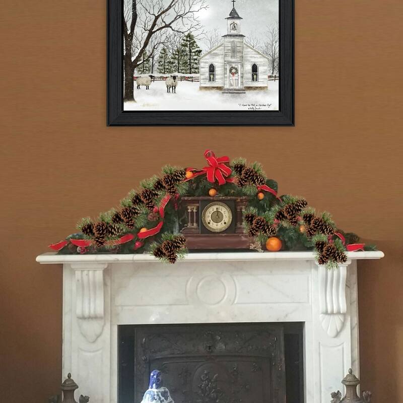 TrendyDecor4U Farmhouse "I Heard the Bells on Christmas" Framed Print Wall Art by Billy Jacobs - White, Black