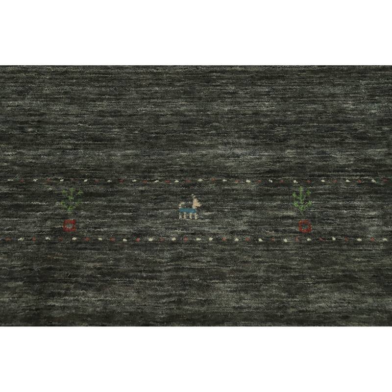 Hand Knotted Oriental 100% Wool Carpet Tribal Animal Pictorial Greys & Charcoal Gabbeh Area Rug - 11' 4'' X 8' 10''