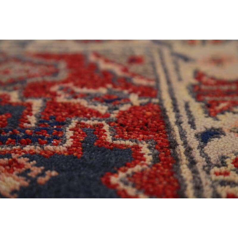 Geometric Viss Indian Runner Rug Handmade Wool Carpet - 2'7"x 8'0"