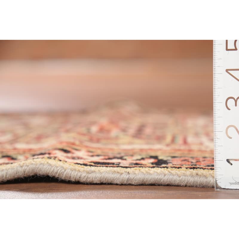 Geometric Heriz Serapi Indian Rug Handmade Beige Foyer Wool Carpet - 2'0"x 3'0"