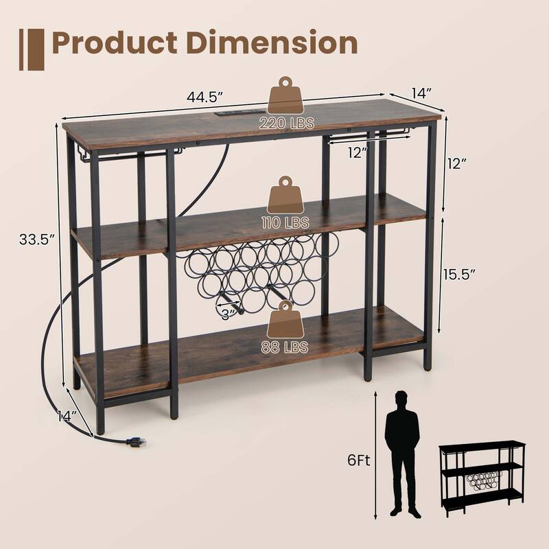 Costway Wine Cabinet Bar Table Rack Table for Drinks Glasses with - See Details