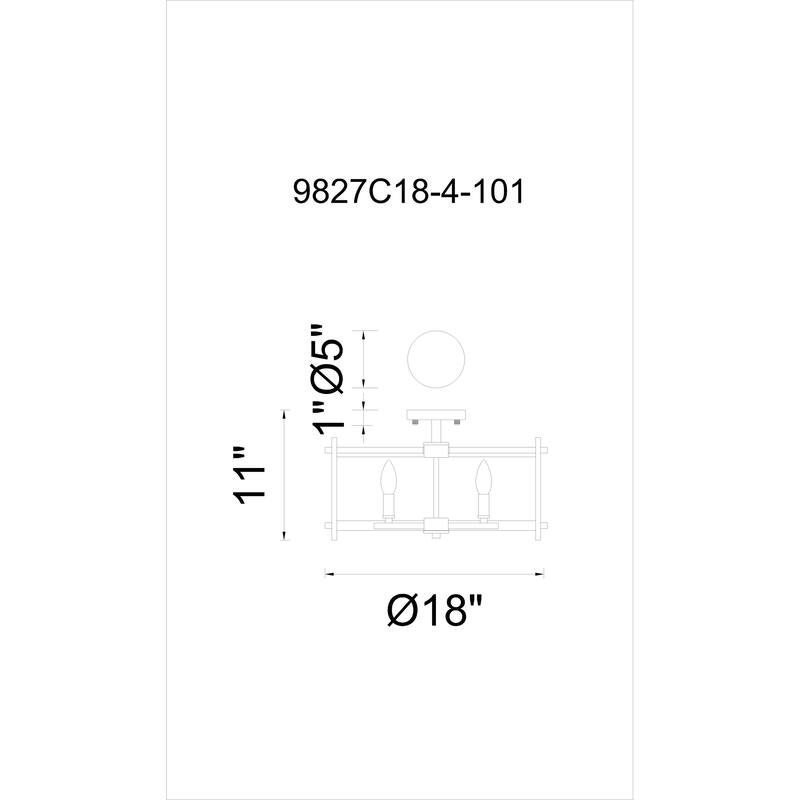 Miette 4 Light 18in Black Cage Flush Mount