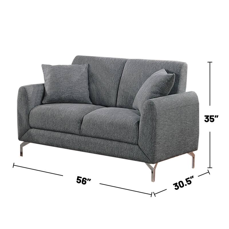 2 Piece Burlap-Like-Fabric Sofa Set with 2 Pillows