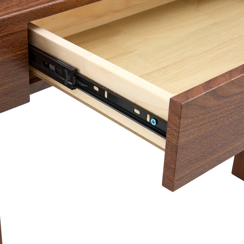 Roomfitters Modern Bar Table with Storage and Wood Grain Finish, 50 Inch Desk or Console