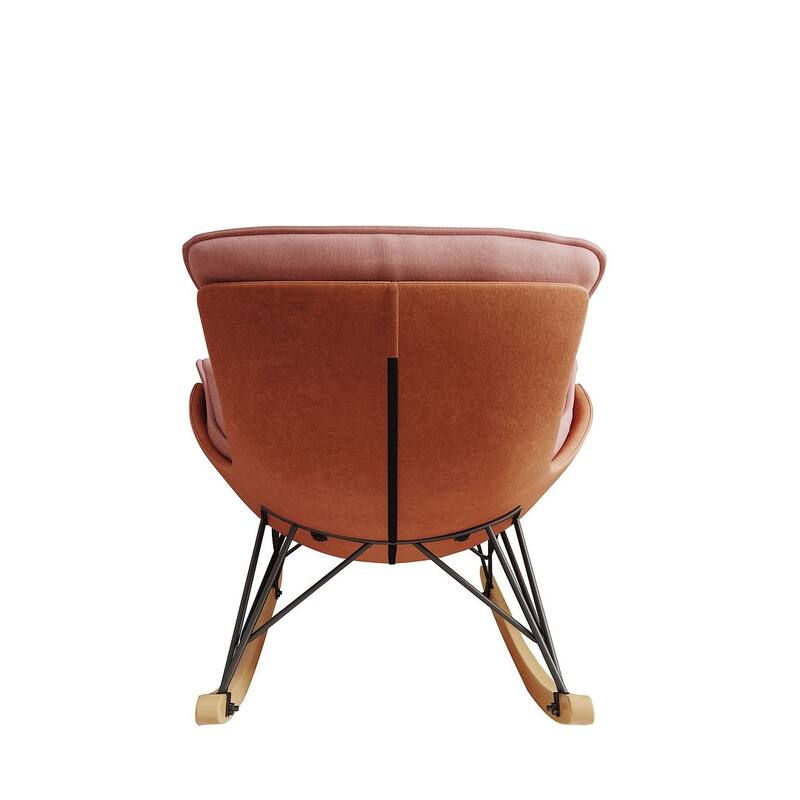 43.30 "W Modern Velvet Upholstered Sliding Rocking Chair with Removable Washable Seat Cushion